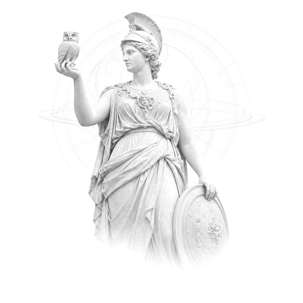 Estátua de mármore de Atena, deusa da estratégia